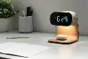 Lampe de chevet à chargeur rapide sans fil 15W avec réveil écran RVB 2024 nouveau design