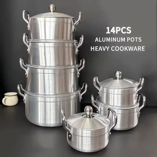 Batterie de cuisine en aluminium Set de casseroles de cuisine épaissies pots à soupe à induction juego de ollas 7pcs cocotte ollas de cocin
