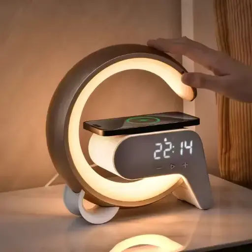 Décoration de maison intelligente de chevet avec horloge et veilleuse Bluetooth
